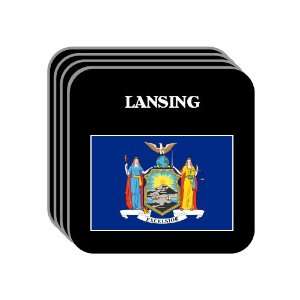 US State Flag   LANSING, New York (NY) Set of 4 Mini Mousepad Coasters