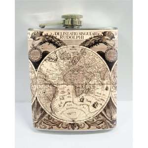  Antique Vintage World Map 7 oz Stainless Flask: Everything 