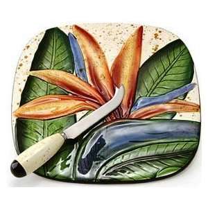   Hawaii Tile & Cheese Knife Vibrant Bird of Paradise