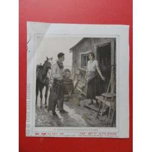  W.H.D. Koerner 1928 Print Art (man/horse/woman/cabin 