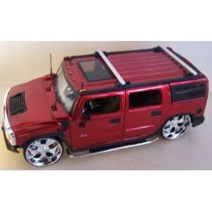   24 Scale Diecast Big Time Kustoms Hummer H2 in Color Red Toys & Games
