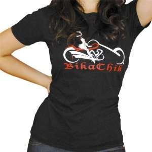BikaChik Signature Womens Short Sleeve Fashion Shirt   Black/Red / 2X 
