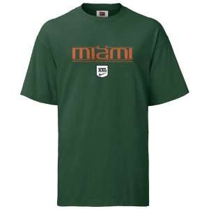  Nike Miami Hurricanes Green Practice IV T shirt: Sports 