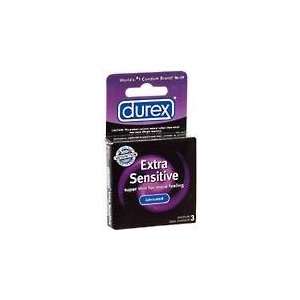  Durex Extra Sensitive Lubricated Latex Condoms 3 Ea 
