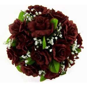  Burgundy Silk Rose Nosegay   Wedding Bouquet Everything 