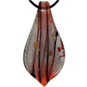  Murano Glass Red Leaf Drop Necklace Pendant: Pugster 