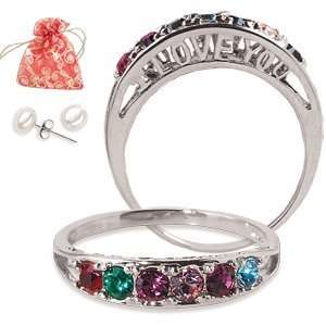   Birthstone Solitaire Ring with I Love You Message Solitaire Ring