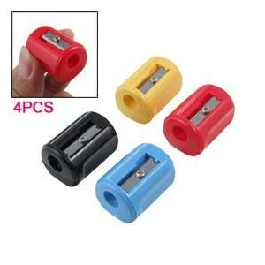   4pcs Cylinder Shaped Plastic Casing Pencil Sharpener: Office Products