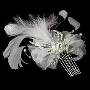  Vintage Feather Bridal Hair Accent HP 7812 (White or Ivory 