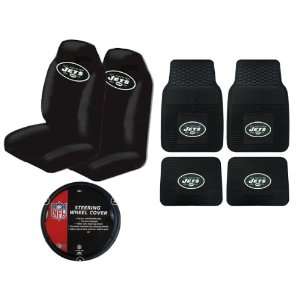   Fit Seat Covers and 1 Steering Wheel Cover   New York Jets: Automotive