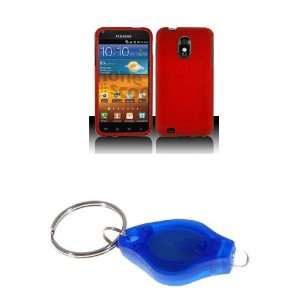  Red Rubberized Shield Hard Case Cover + Atom LED Keychain Light 