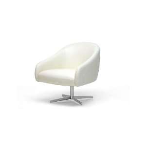    Balmorale Ivory Leather Modern Swivel Chair: Home & Kitchen
