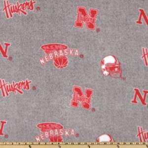   Fleece Nebraska All Over Heather Grey Fabric By The Yard Arts, Crafts