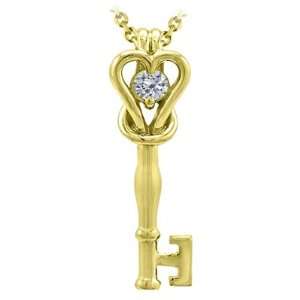  14K Yellow Gold and Diamond Love Knot Key Pendant: Vishal 