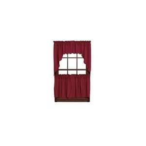   Heart Burgundy Country Cottage Lined Swag Curtain