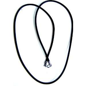   925 Sterling Silver 2mm Black Rubber Cord Necklace: Everything Else