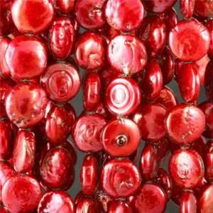  9mm Red Disc Freshwater Pearls Arts, Crafts & Sewing