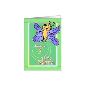 6th Birthday Party Invitation   Butterfly Card