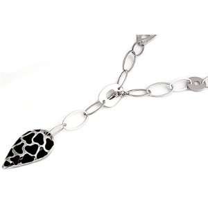   Sterling Silver Turtle Shell Pattern Oval Chain CZ Necklace: Jewelry