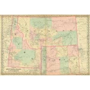 Colton 1881 Antique Map of Montana, Wyoming & Idaho