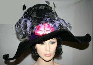 Black Victorian Hat Plumes Feathers Mary Poppins  