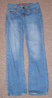 Gap Kids Straight Leg Jeans Bold Stitching girl 8 EUC Adjustable Waist 