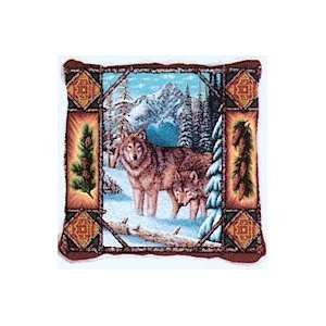  Wolf Lodge Woven Pillow