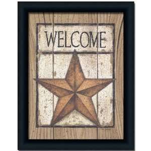   Star Welcome Primitive Country Decor Print Framed: Home & Kitchen