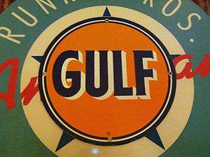GULF GASOLINE   PORCELAIN COATED SIGN   shipping discounts  