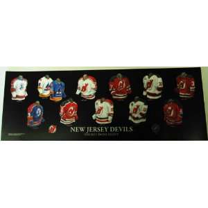 Framed Evolution History New Jersey Devils Uniforms Print:  