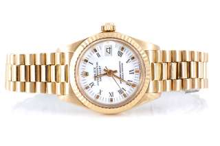 Original Rolex Ladies 18K Yellow Gold President!! White Roman Dial 