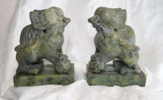 Vintage Hand Carved Soap Stone Foo Dogs (pair) Chinese  