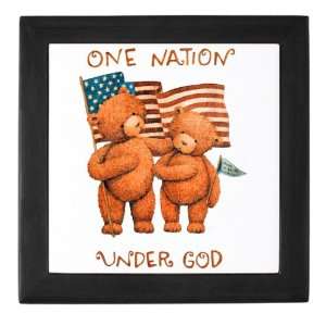  Keepsake Box Black One Nation Under God Teddy Bears with 