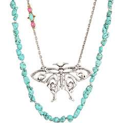 Lucky Brand Butterfly and Turquoise Double Necklace   Zappos Free 