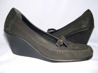   Womens Black Suede Leather Wedge Comfort Heels Very Nice Size 9 B