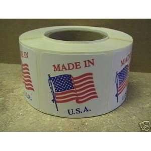  500 1.5x1.5 Made in America USA Flag Labels Stickers 