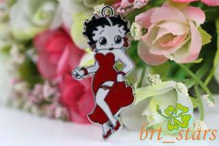 20 PCS Tibetan silver RED Cute Betty Boop girl Pendants Charms 46*23mm 