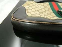 Gucci GG Brown Canvas Leather Handbag  