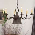 MADISON blacken tin 6 arm witch hat punched tin chandelier light /FREE 