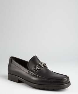 Salvatore Ferragamo black leather Master gancio loafers