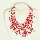Turquoise Red Sea Coral Chip Beads Weave Necklace E081