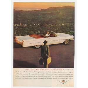  1963 White Cadillac Convertible Lady Chauffeur Print Ad 