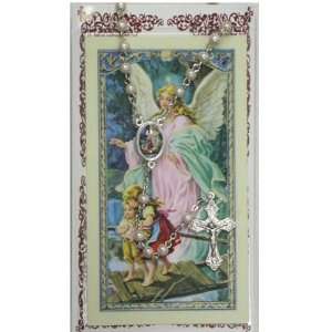  Guardian Angel Prayer Card Pearl Rosary.: Everything Else