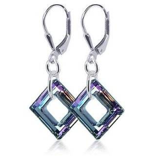   Lavender Blue and Clear Crystal Earrings Made with Swarovski Elements