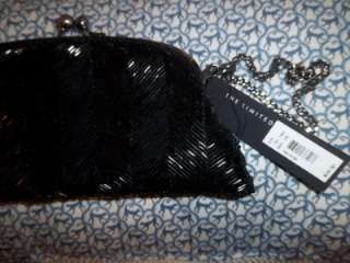 Handcrafted Chevron Pattern Bugle Beaded Black Wristlet Evening Bag 