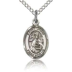   Sterling Silver 1/2in St John the Apostle Charm & 18in Chain Jewelry