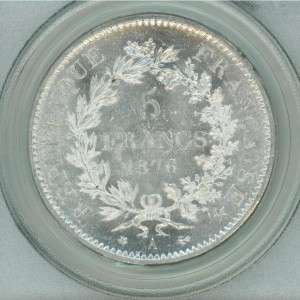 1876 A France PCGS Certified MS64 Silver 5 Franc Hercules Coin Paris 