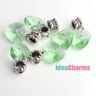 Free ship 12x Hot Heart Crystal Dangle Faceted Charms Loose Beads Fit 