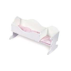  White Doll Cradle with Seat, Mattress and Seat Pad Toys & Games
