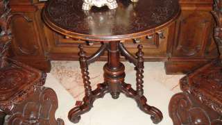 STUNNING FRENCH ANTIQUE GOTHIC CENTER ENTRY TABLE w CARVED MOTIF TOP 